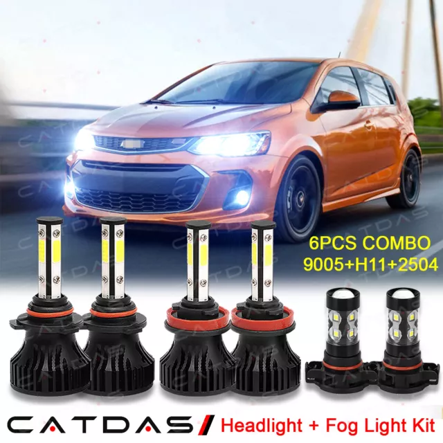 For Chevy Sonic 2017 2018 2019 2020 6000K LED Headlight + Fog Lights Bulbs Combo