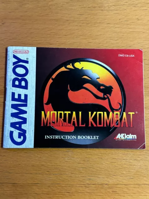 Mortal Kombat (Nintendo Game Boy, 1993) MANUAL ONLY