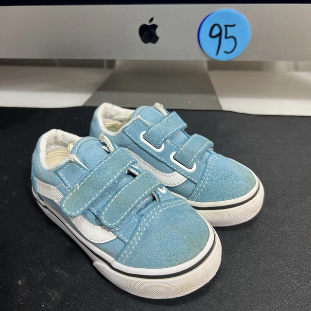 Vans Toddlers Old Skool V Baby Blue Suede Size 7.5 Cute Shoes