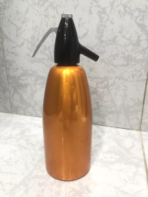 Ancien siphon bouteille à eau de Seltz orange doré vintage année 70