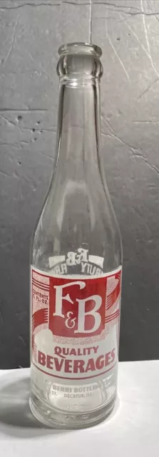 12oz F & B QUALITY BEVERAGES Decatur, ILL. Illinois ACL soda bottle