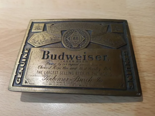 Genuine Budweiser Lager Beer Metal Belt Buckle Brass Coloured