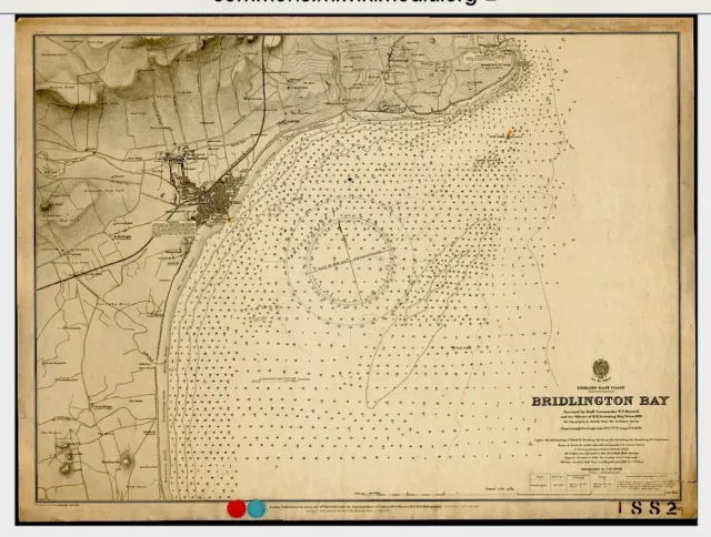 ANTIQUE ADMIRALTY CHART. No.1882. BRIDLINGTON. BAY. 1915 Edition.