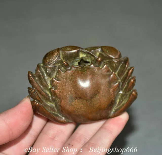 3" Exquisite Old Chinese Red Bronze insect Crab Pincers Statue Sculpture