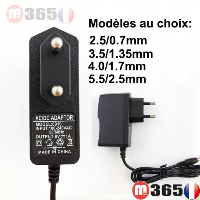 9V 1A 1000mA UE Plug Chargeur AC 100-240V À DC 9V 1A Adaptateur alimentation