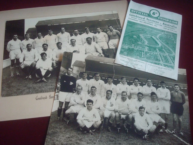 Dr N M PARKES RUGBY REFEREE 1957 COMBINED SERVICES v  AUSTRALIA PHOTO & PROGRAM