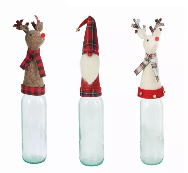 Mud Pie H4 Home Holiday Bar Wool 9" Christmas Wine Bottle Topper 48600071 Choose