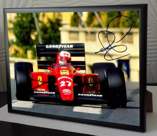 Nigel Mansell Ferrari F1 Tribute  Framed Canvas Signed Print "Great Gift"