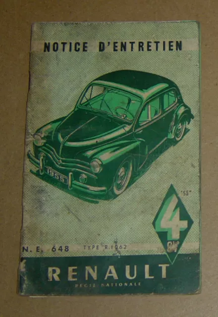 notice d'entretien Renault 4CV - septembre 1954