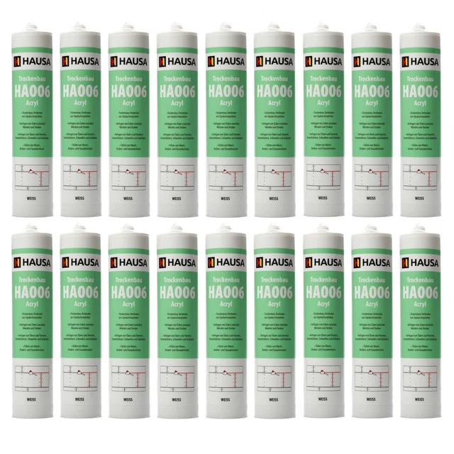 18x Maleracryl Weiß Bauacryl Dichtstoff Innen & Außen Dichtmasse elastisch Hausa