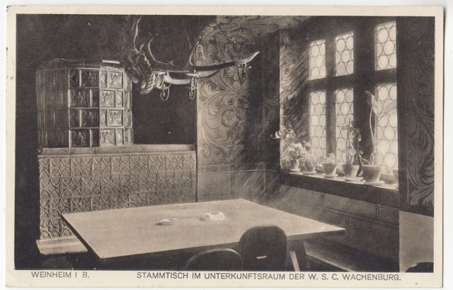 AK Weinheim Stammtisch Unterkunftsraum der W.S.C. Wachenburg 1934 gelaufen