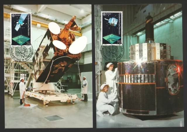 1991 Liechtenstein Europa Space Satellites First Day Maxi Cards. Vaduz FDC