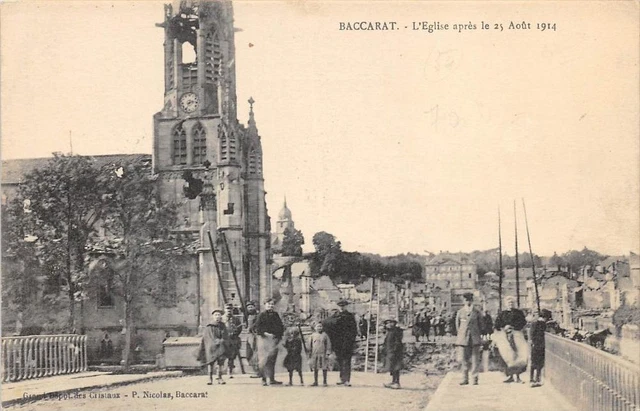 CPA 54 BACCARAT L'EGLISE APRES LE 25 AOUT 1914 (animée