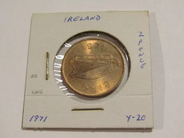 Ireland 1971 2 Pence Bronze unc Coin