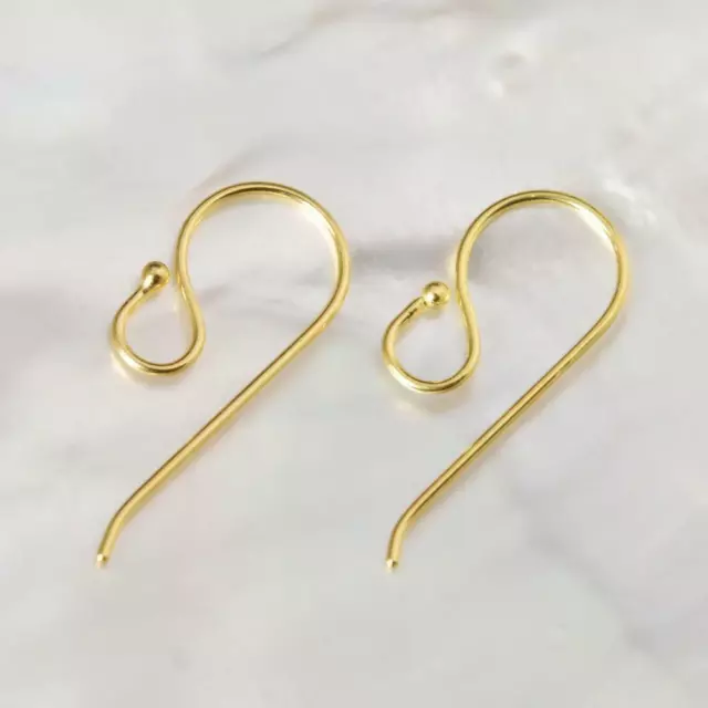 18K Gold Vermeil 925 Sterling Silver Hang-in Hook Earring Pair Gold-Plated 0.65g