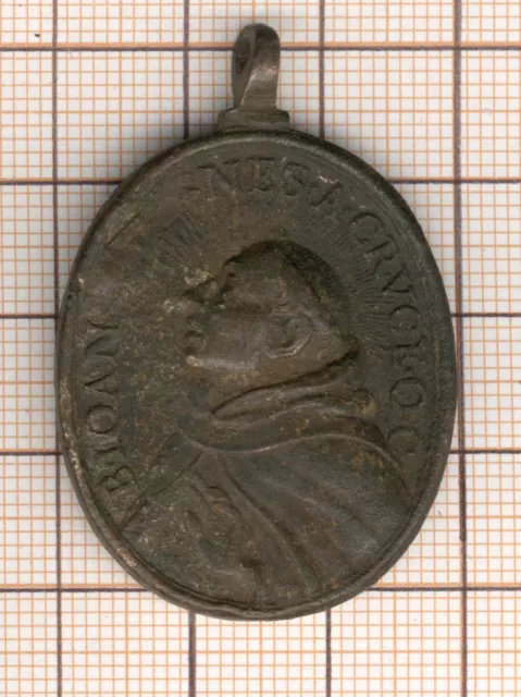 Medalla Religiosa Antigua Santa María Teresa / San Jean de La Cruz
