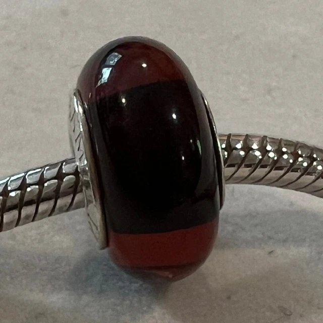 Authentic Chamilia Amber Sunset 0-100 Murano Glass Sterling Silver Bead Nature