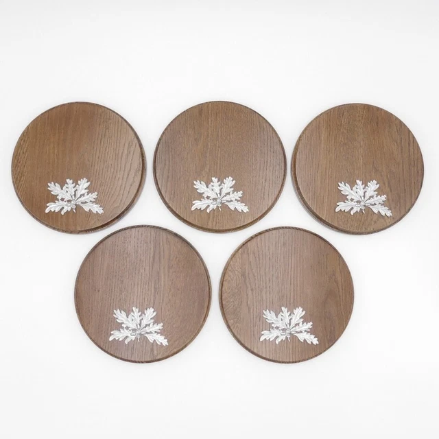 5 X Placa de Jabalí Tablero Keiler Redondo Braun AF19cm 5 Hoja Roble Portada 6