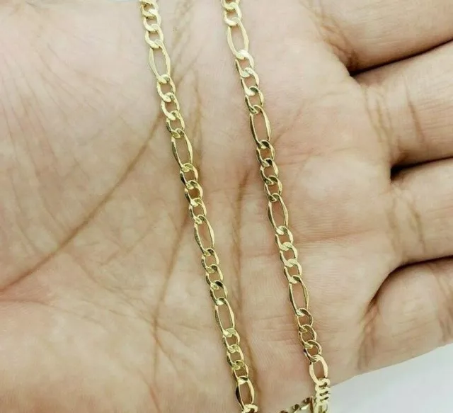 10K Yellow Gold Figaro Link Chain Necklace 2.5MM 16" 18" 20" 22" 24" 26"