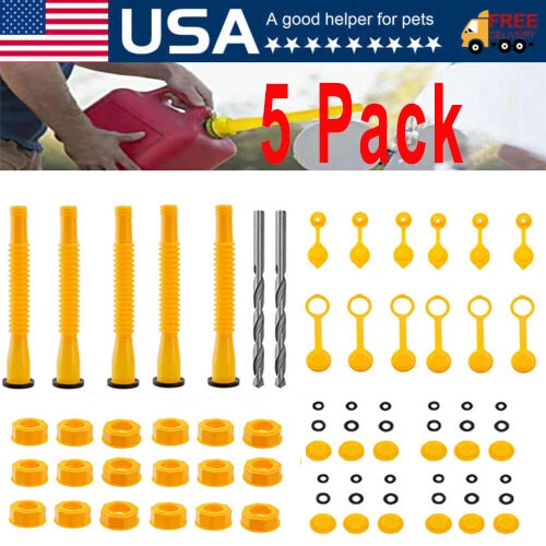 5X REPLACEMENT GAS Can Spout Nozzle Vent Kit For Plastic Gas Cans Old