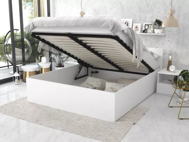 Bett mit Lattenrost Doppelbett Ehebett mit und ohne Matratze Bettkasten weiss
