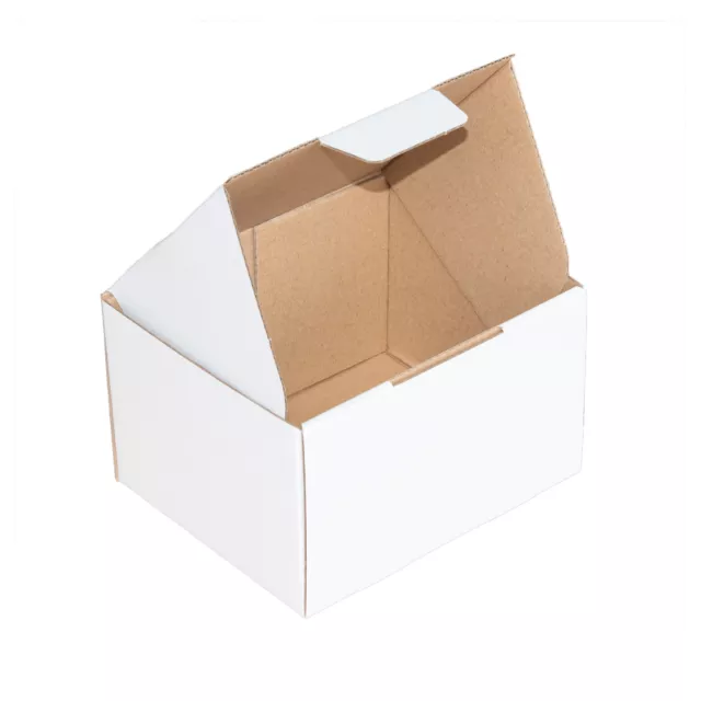 20x Mailing Box 152 x 127 x 95mm Self Locking White Shipping Carton