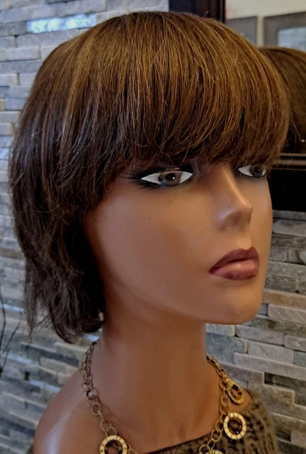 NORIKO Aderans Brown Short layered sheitel Wig Long moveable bangs XS cap NORIKO Aderans Brown Short layered sheitel Wig Long moveable bangs XS cap
