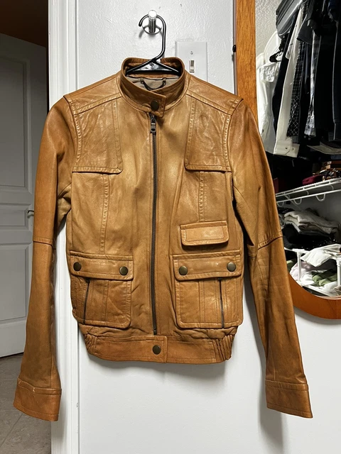 Banana Republic Real Leather Motorcycle Jacket - In Cognac Tan Brown Women's XS Banana Republic Real Leather Motorcycle Jacket - In Cognac Tan Brown Women's XS