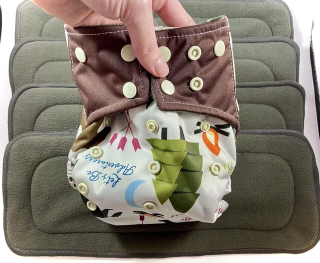 Cloth Diaper 4 Inserts Washable Adjustable Snap Fit Boys Reusable Set 5pc Lot