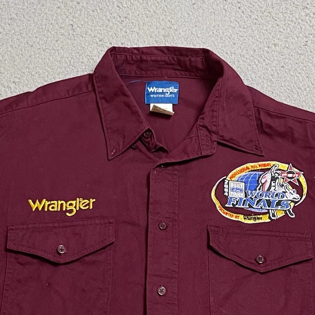 Wrangler PBR Shirt Mens 2XL Rodeo 2004 World Finals Pro Bull Riding Red Western