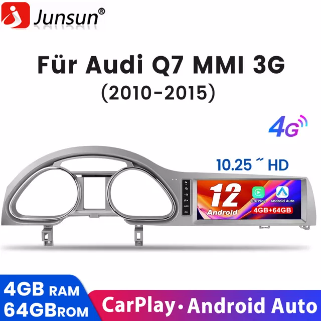 10.25”autoradio Für Audi Q7 2010-2015 MMI 3G 4+64G carplay WiFi BT USB AUX 4G EQ 2