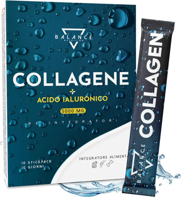 COLLAGENE IDROLIZZATO 5000MG | Collagene Da Bere | Collagene E Acido Ialuronico,