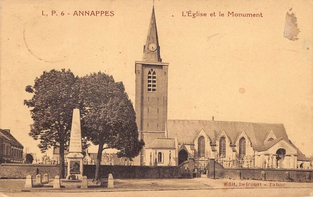 Carte Postale Ancienne Dept 59 Nord - Annappes l' Eglise et le Monument