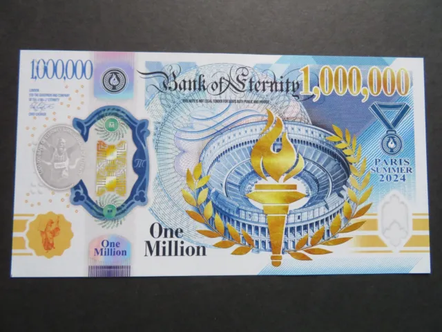 One Million Note $ € £1000000 Paris Summer 2024 World Sport Gold Silver Bronze