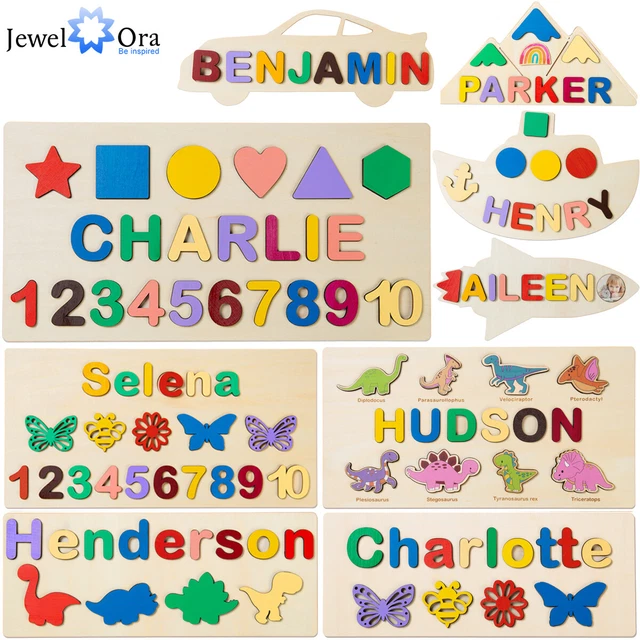 Personalized Wooden Alphabet Number Puzzle Toddler Educational Learning Jigsaw