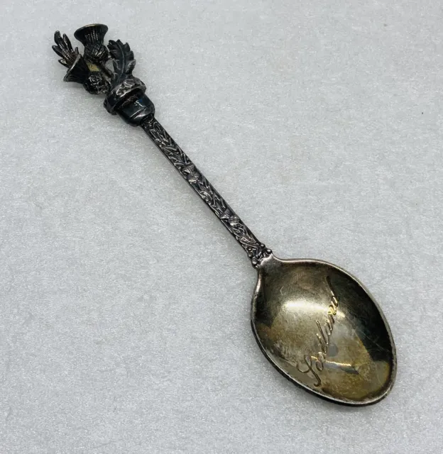 Rare 1940s WAPW Silver Plated “Scotland” Souvenir Teaspoon 4.5” Ornate Handle 25