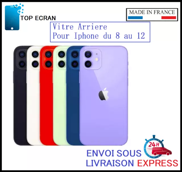 Vitre Arrière iPhone 8 SE X XS XR 11 12 Pro Max Plus Mini / CE + Logo / Big Hole