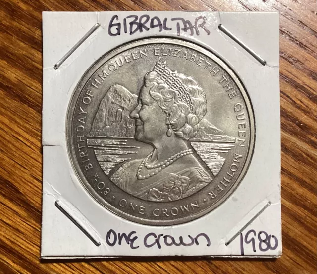Gibraltar 1980 Queen Mother 1 Crown Coin (UNC)