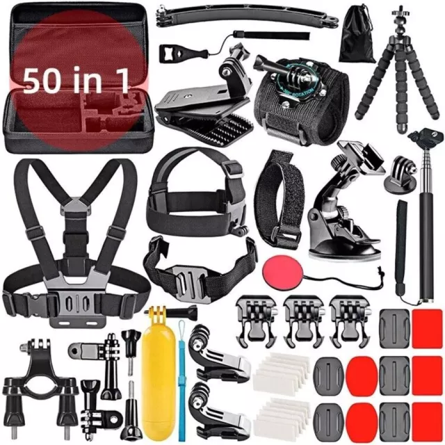 Set accessori action camera 50 in 1 cintura toracica per GoPro Hero Sport Cam accessori kit
