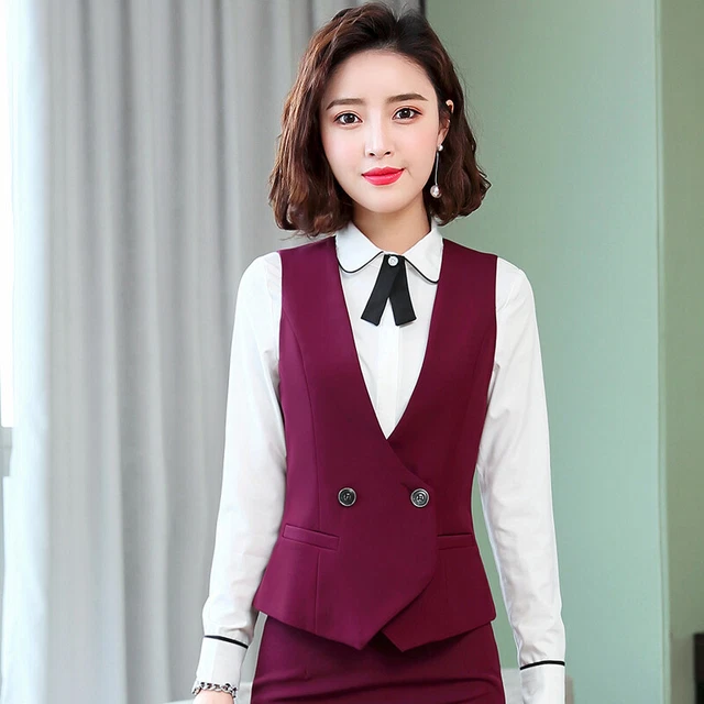 Gilet Femme Sans Manches Élégant - Boutons Devant, Style Serveuse Restaurant Travail Chic 4390