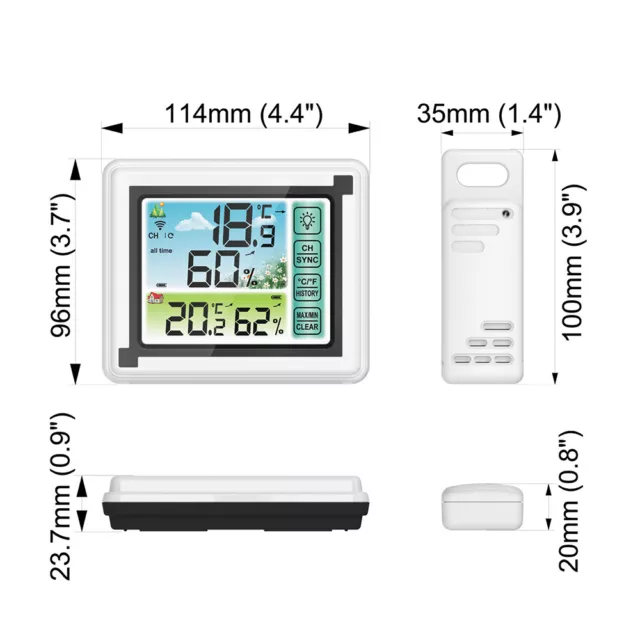 Digital LCD Indoor & Outdoor Weather Station Clock Forecast Thermometer Wireless 2