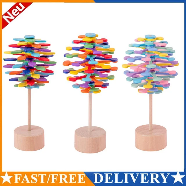 Wooden Helicone Wand Rotating Lolly Toy Children Decompression Educational Toys