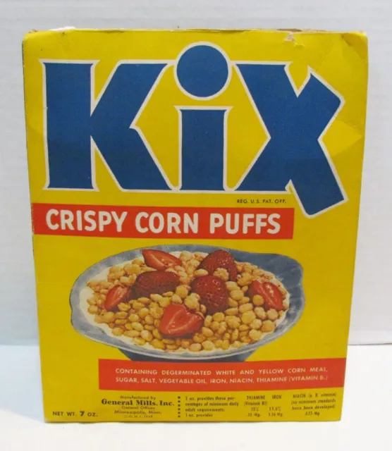 Kix Corn Puffs 1949 Original Cereal Box W/ Robin Hood Cut-Outs General Mills