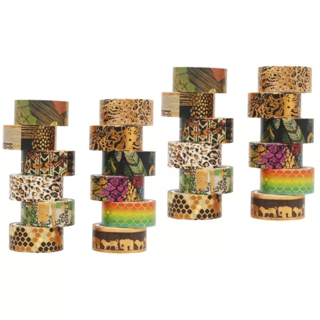 24 Rolls Masking Tape Leopard Decor Animal Print Washi Printing