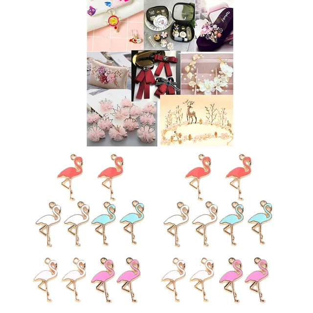 20X Emaille Flamingo Charms baumeln Perlen DIY Ohrring Anhänger Schmuck