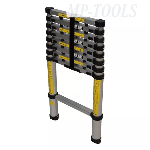SCALA TELESCOPICA IN ALLUMINIO 2,6mt 9 GRADINI PIEGHEVOLE SILVERLINE 452123