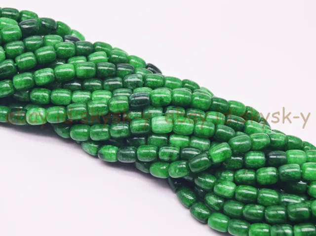 9x11mm Green Jade Gemstone Column Cylinder Barrel Loose Beads 15'' AA