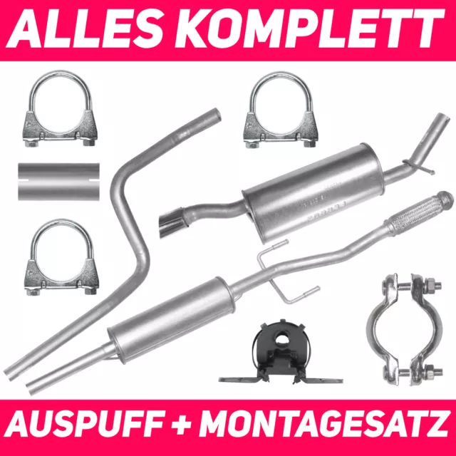 set Auspuffanlage Auspuff für Peugeot 207 1.4 1.6 Schrägheck Kombi CC