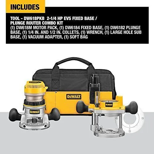 DEWALT Router, Fixed/Plunge Base Kit, Variable Speed, Soft Star