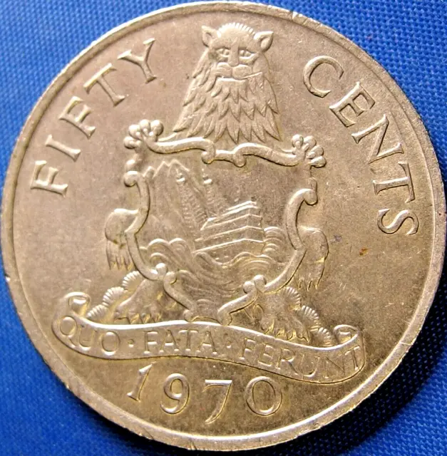 Bermuda 1970 50 Cents High-Grade AU Copper-Nickel Coin
